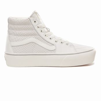 Női Vans Leather Sk8-Hi Platform 2.0 Magasszárú Cipő VA0837954 Kígyóbőr/Fehér